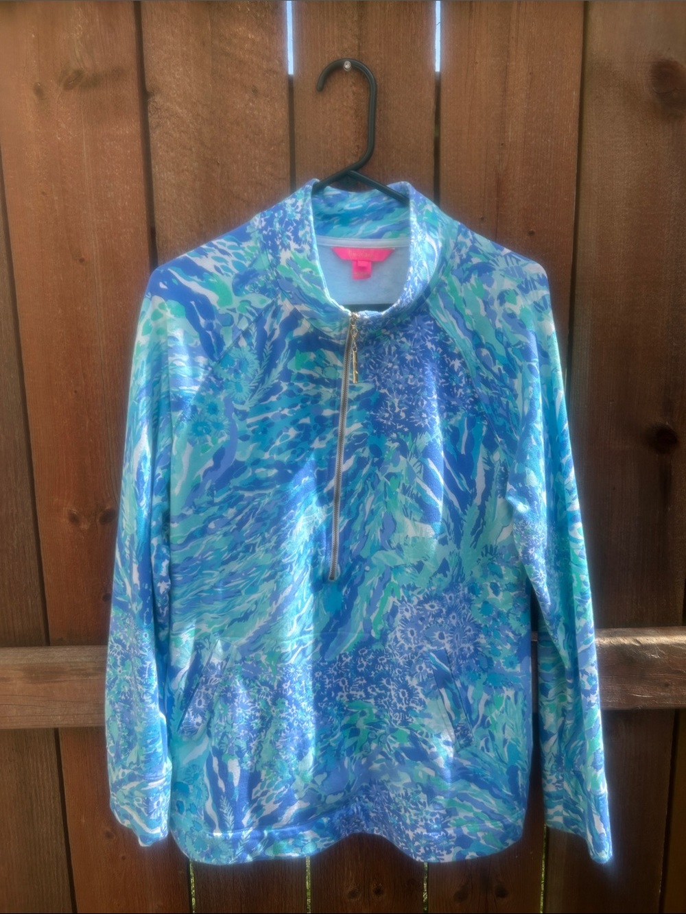 Lilly Pulitzer Coral Reef Blue Half Zip Pullover Size Large
